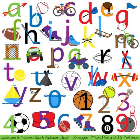 Sports Alphabet Clipart Clip Art Sports Letters Font - Etsy