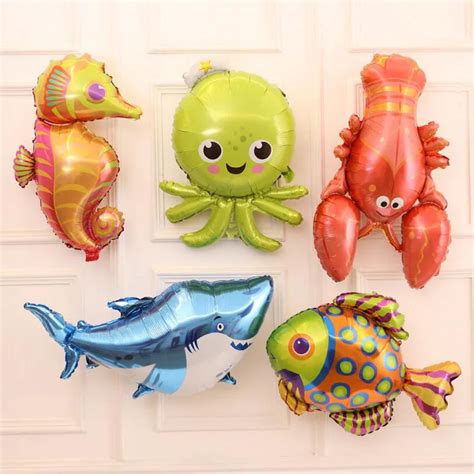 1pc Ocean Fish Big Hippocampus Octopus Fish Foil Balloons Large Animal Theme Party Kids Birthday ...