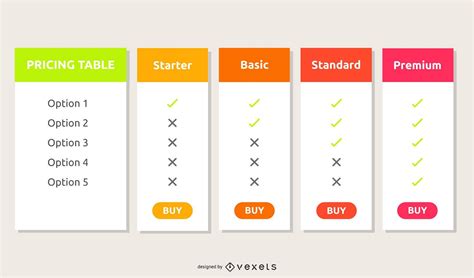 Pricing Table Template Vector Download