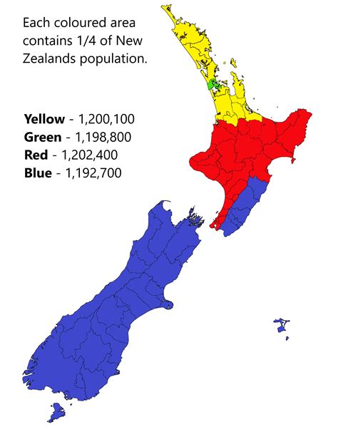 Population distribution in New Zealand [OC] : dataisbeautiful