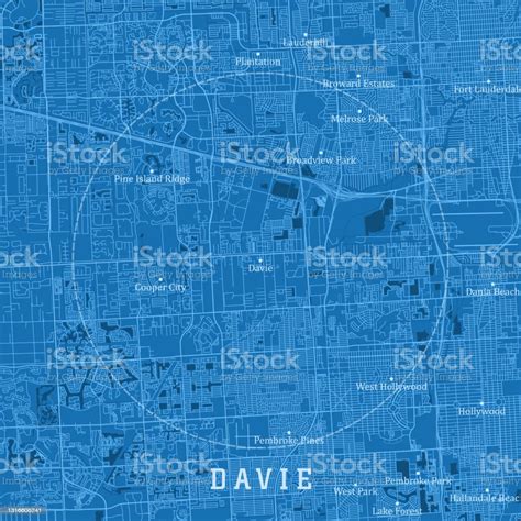 Davie Fl City Vector Road Map Blue Text Stock Illustration - Download Image Now - Davie ...