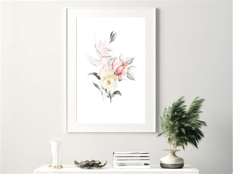 Set of 4 Floral Wall Art Living Room Wall Decor Digital - Etsy