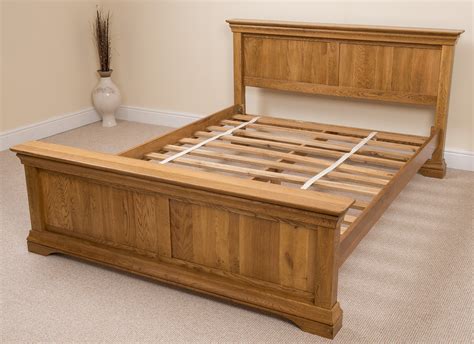 FRENCH RUSTIC SOLID OAK WOOD DOUBLE BED FRAME BEDROOM FURNITURE