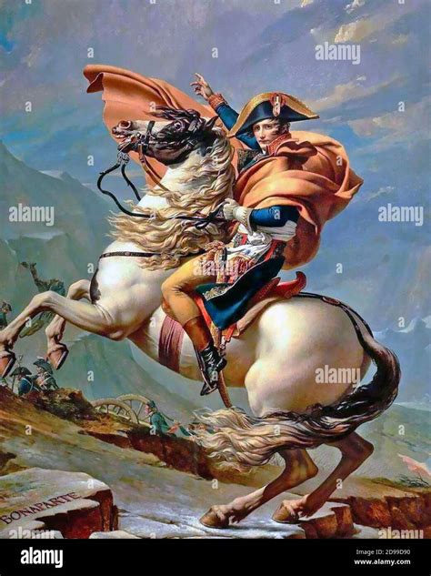 NAPOLEON CROSSING THE ALPS painted by Jacques-Louis David in five ...