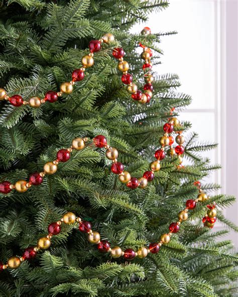 Red & Gold Bead Tree Christmas Tree Garland Set | Balsam Hill