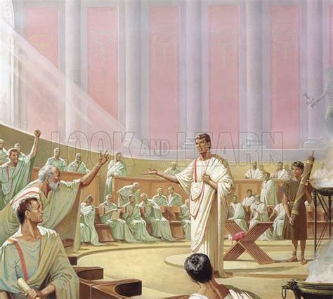 Debate in the early Roman senate stock image | Look and Learn