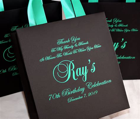 20 Personalized Birthday Party Favor Bags for Guests With Satin Ribbon Handles and Name, Elegant ...