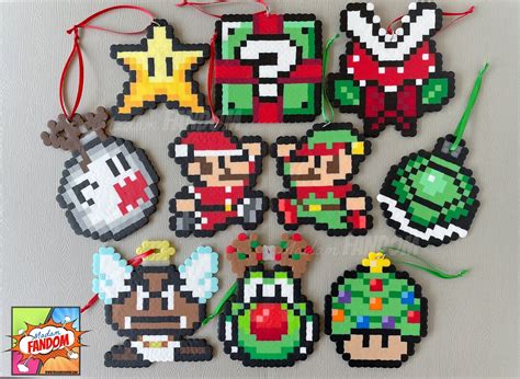 Super Mario Christmas Ornaments Set HANDMADE Ornaments Santa Mario, Elf ...