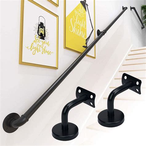 Buy ZIQI 5 Pack Black Stainless Steel Handrail Bracket, Heavy Duty ...