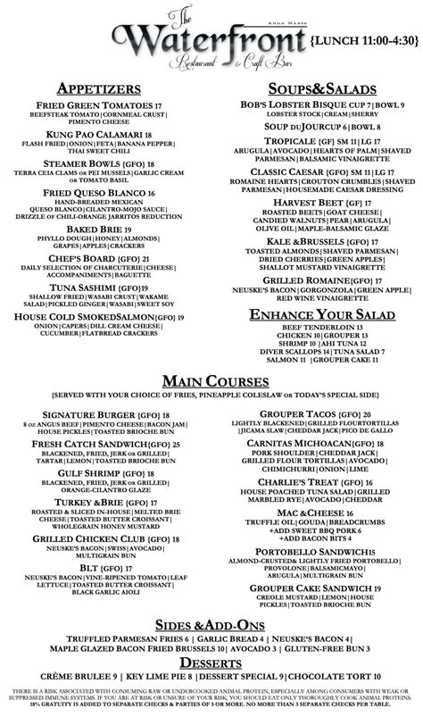 The Waterfront Restaurant Edisto Beach, SC Menu (Updated: April 2024)