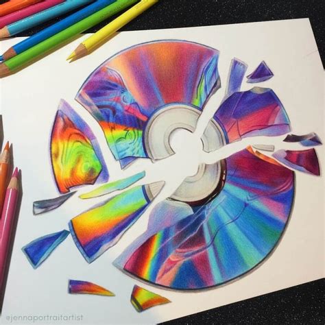 CD or DVD by Jenna Colored Pencil Artwork, Color Pencil Drawing, Pencil Art Drawings, Realistic ...