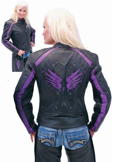 Purple Wings Leather Motorcycle Jacket for Women #L5208PUR | Motorcycle ...