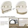 Outdoor Patio Rattan Daybed, Round Wicker Double Daybed Sofa With Retractable Canopy And 4 ...