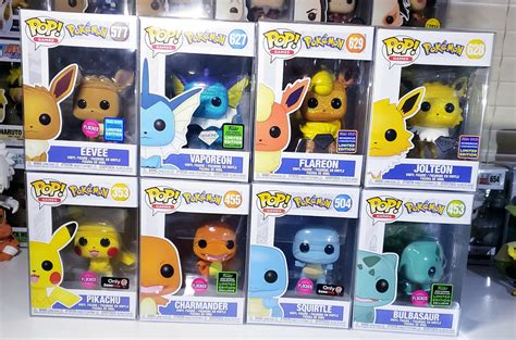 Most of my pokemon funko pops! So happy to have found the flocked gen 1 starters and diamond ...