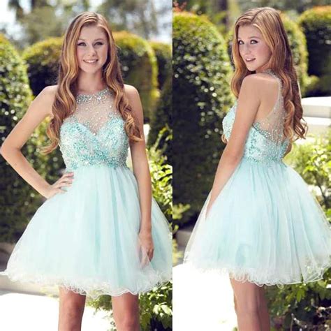 2017 Mint Cute 8th Junior Prom Dress Jewel Beaded Crystal Backless ...