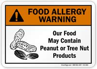 Our Food May Contain Peanut Or Tree Nut Products Sign