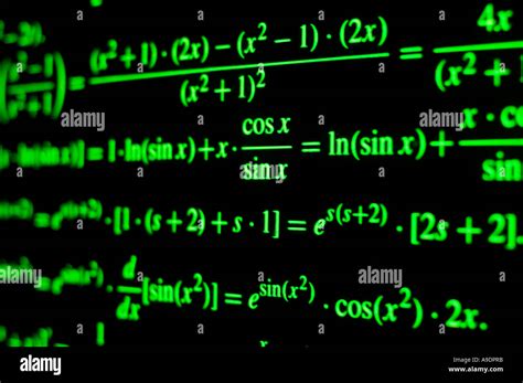 multiple mathematical symbols on graph paper projected onto computer ...