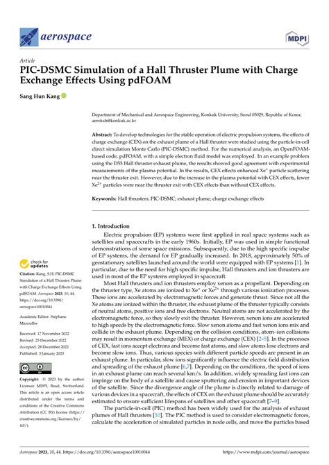 (PDF) PIC-DSMC Simulation of a Hall Thruster Plume with Charge Exchange ...