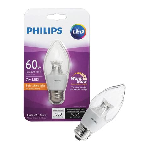 Philips LED Dimmable Candelabra Light Bulb, F15, Soft White with Warm ...