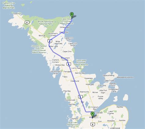 Map of Bruce Peninsula (to Cabot Head) - Bruce Peninsula Bird Observatory