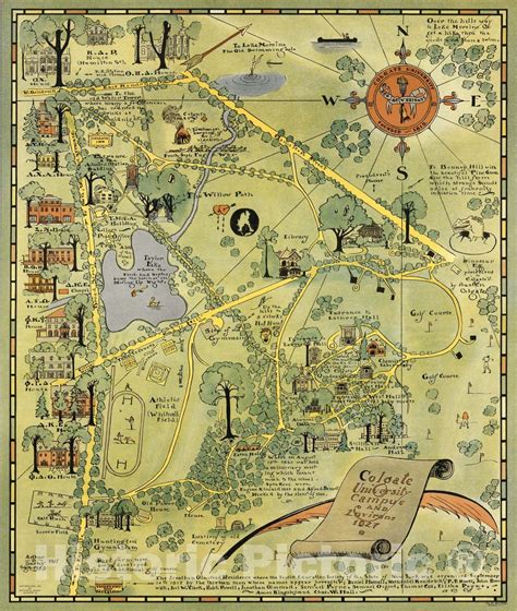 Historic Map : Colgate University Campus and Environs 1927. 1927 - Vintage Wall Art in 2021 ...