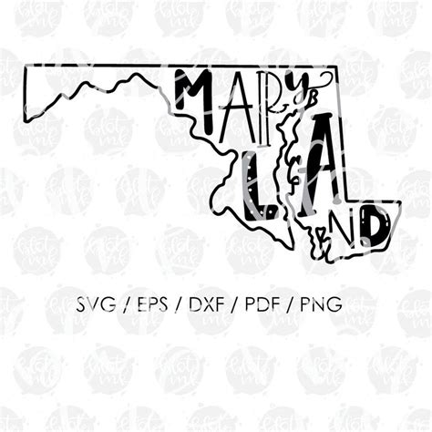 Maryland State Outline Design SVG Hand Lettered SVG Blot - Etsy