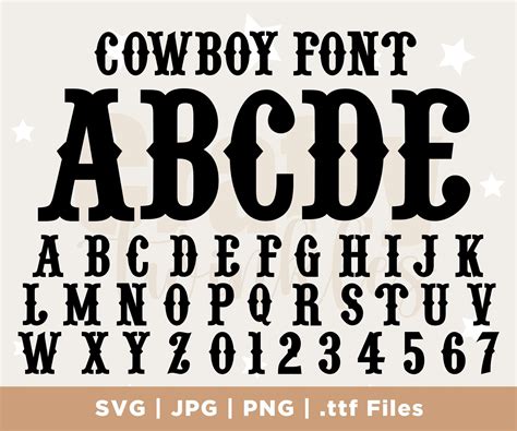 "Cowboy Font ttf, Svg Files, Cowboy Font, Svg, Western Font, Wild West Font, Rancho Font, Cowboy ...