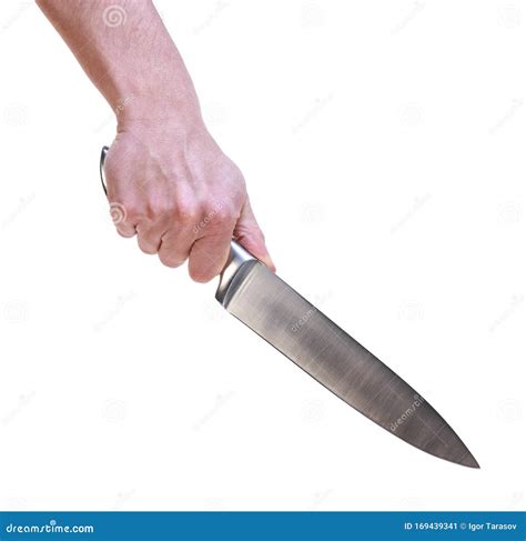 Male Hand Holding Kitchen Knife Stock Image - Image of equipment ...