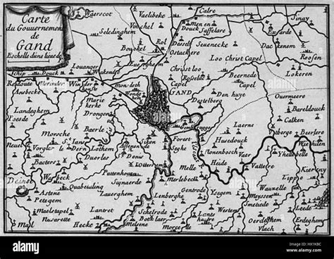 Ghent, Belgium, old map region Stock Photo - Alamy