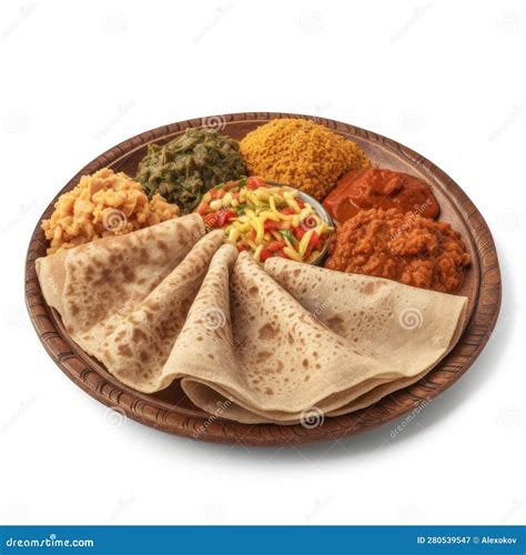 Delicious Ethiopian Injera with a Variety of Stews on a Plate . Stock Illustration ...