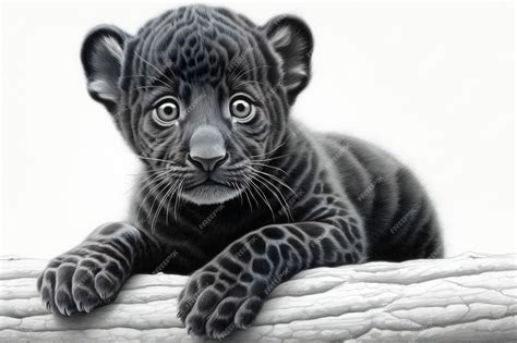 Premium AI Image | A black tiger cub sitting on a white background