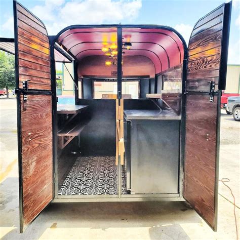 Horse trailer bar interior | Garage style, Bar interior, Mobile coffee shop