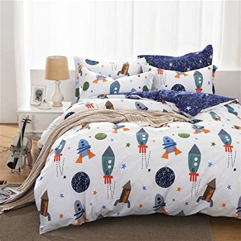 Buy HNNSI Cotton Space Kids Boys Bedding Sets 4 Piece Full Size, Kids Duvet Cover with Bed ...