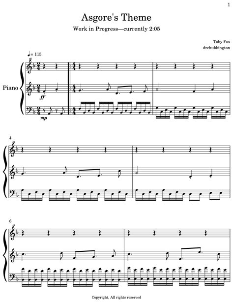 Asgore's Theme - Sheet music for Piano