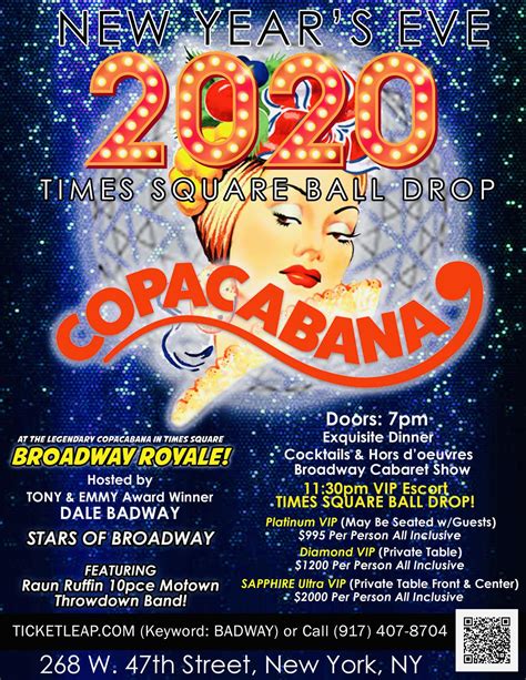 COPACABANA NEW YEAR'S EVE 2020 ~ BROADWAY ROYALE ! Tickets in New York ...