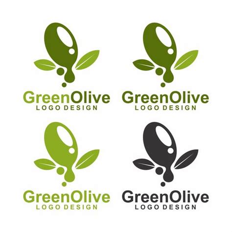 Green olive tree design logo vector free download