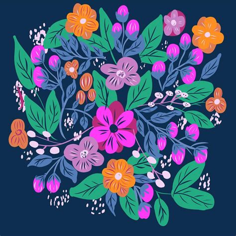 Ditsy floral pattern with bright colorful flowers 830002 Vector Art at ...