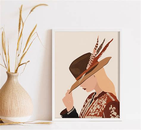 Cowboy Western Digital Wall Art Mid Century Modern Fahion | Etsy