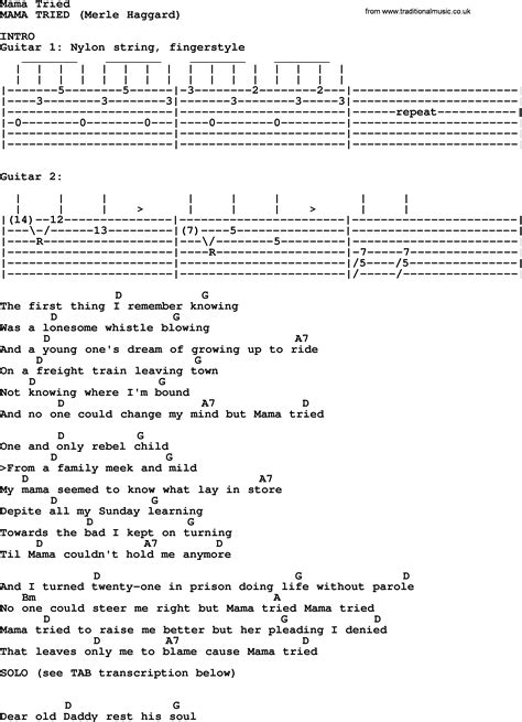 Mama Tried Guitar Chords