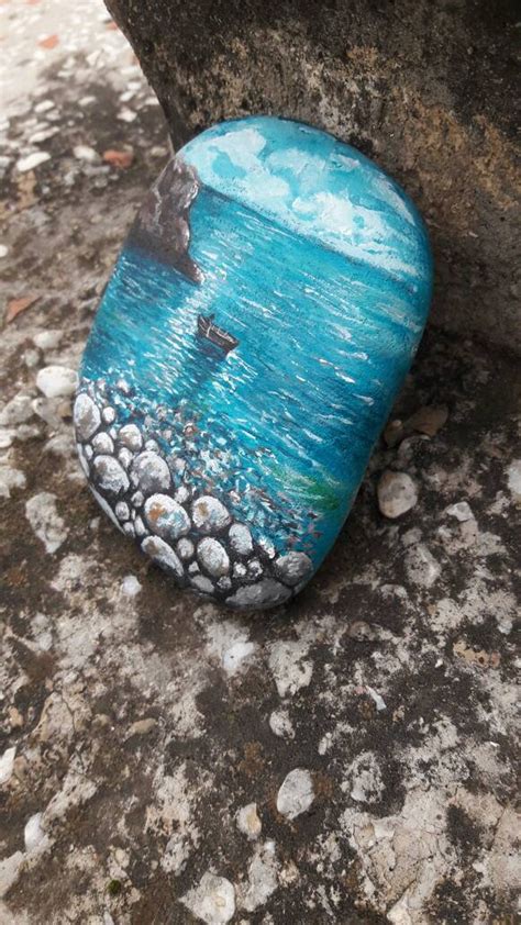 Beach Stone Painting Sea Landscape Home Decor Beach Decor | Etsy