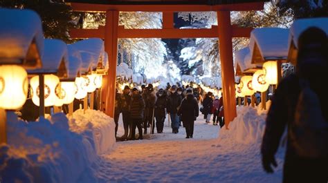 Premium Photo | Kamakura festival in Akita japan Snow festival Generative AI