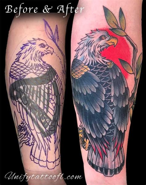 Unify Tattoo Company : Tattoos : Body Part Arm : Eagle Cover-up