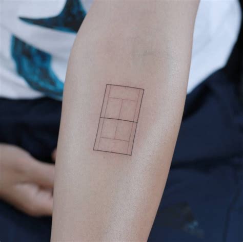 Minimalist tennis court tattoo on the inner forearm. | Simplistic tattoos, Minimalist tattoo ...