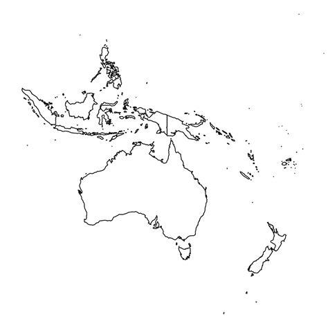 Outline Sketch Map of Oceania With States and Cities 25844015 Vector ...