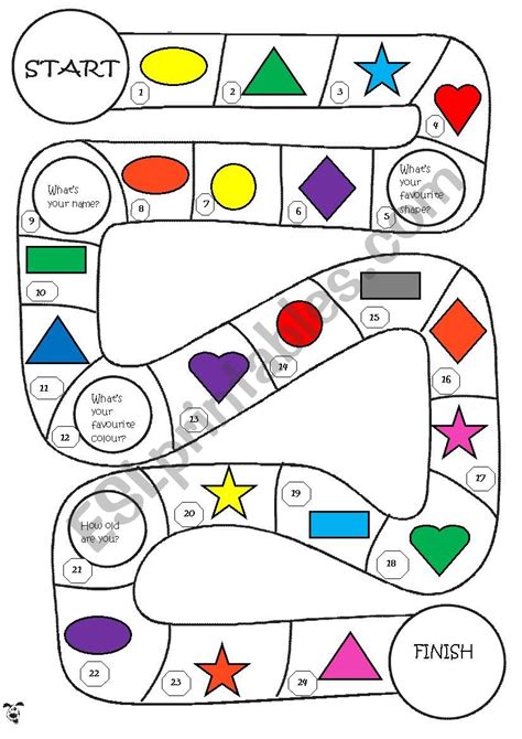 Shapes boardgame - ESL worksheet by Yolaila