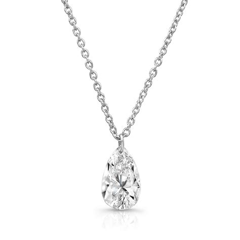 Pear Shaped Diamond Floating Necklace - 1/3ct Pear Shape Diamond Pendant