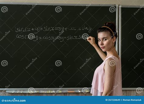 Teacher Written on the School Board Math Formulas Stock Image - Image ...