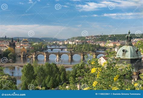 Vltava River with Great Bridges in Prague Stock Image - Image of european, landmark: 118822861