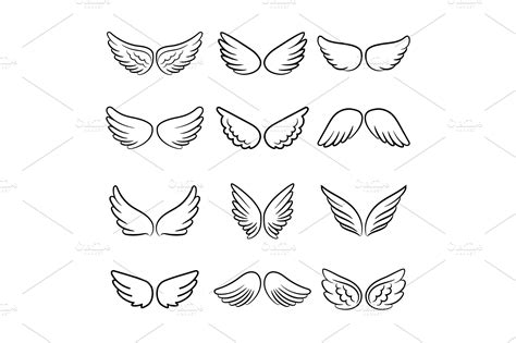 Cute angel wings set | Vector Graphics ~ Creative Market