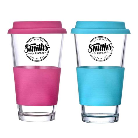 Glass Coffee Cups with Silicone Handle – Set of 2